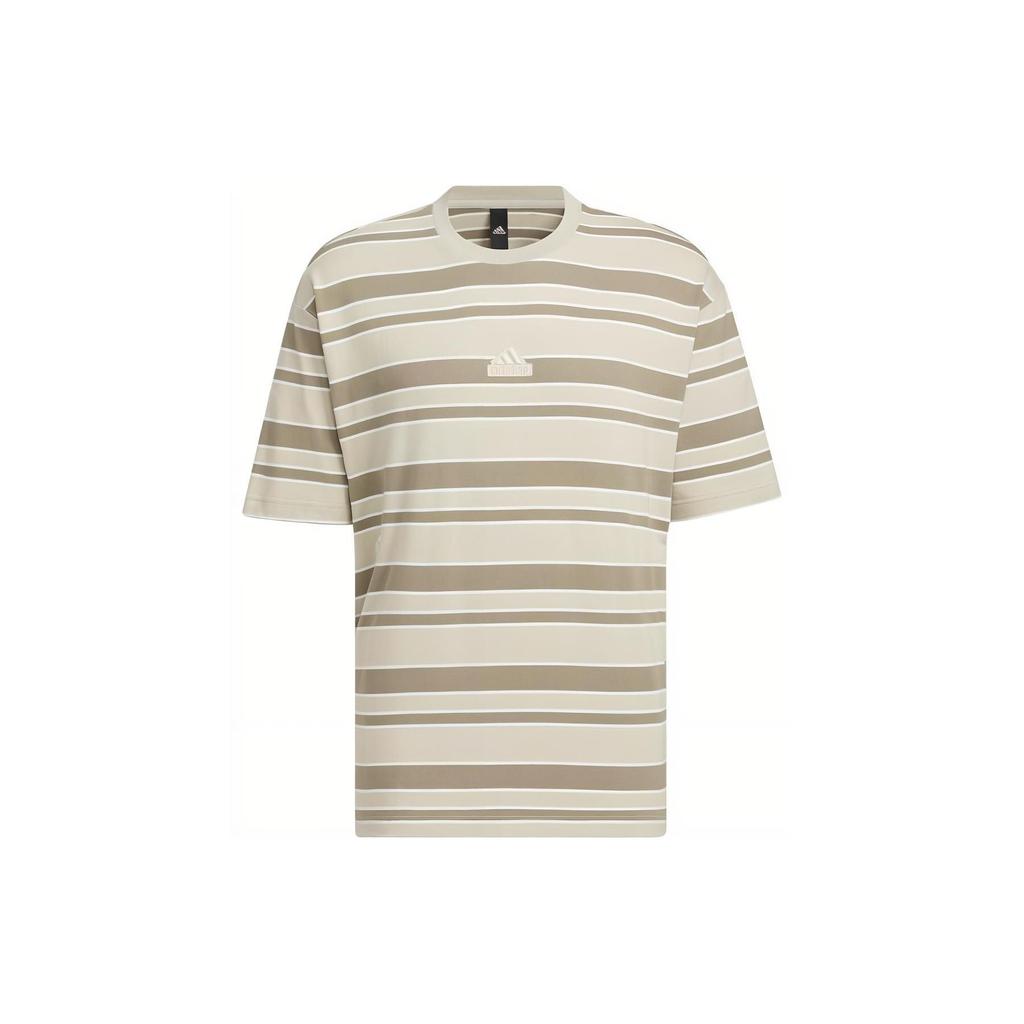adidas Sportswear Men's FL Stripe T-Shirt Tan Olive Green IT3928