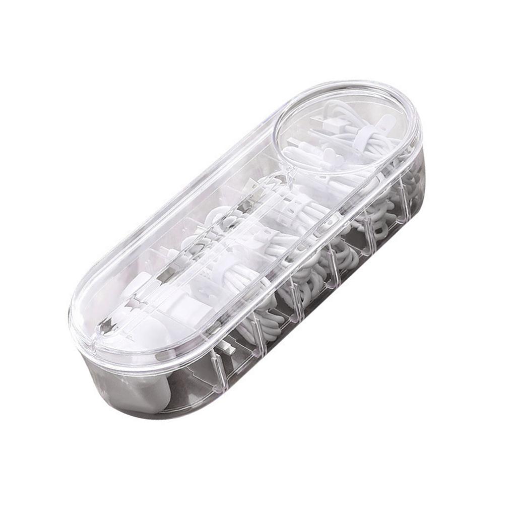 Cable Storage Organizer PP Clear with Multiple Compartments Lid Cord Organizer Box for Desktop