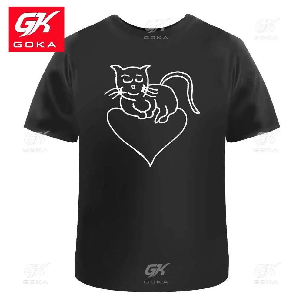 Cat on Heart Unisexs Womens Graphic T Shirts for Unisexs Clothing Short Sleeve Vintage Tops Printed Tees Y2K Clothes Classic T Shirt