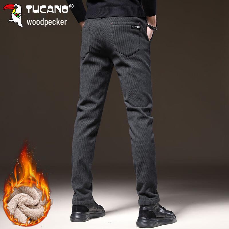 Tucano Men's Autumn/Winter Fleece Lined Straight-Leg Casual Pants