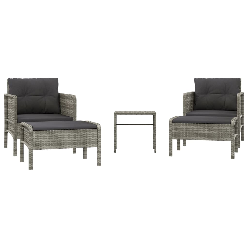 Vidaxl 5-Cz. Set da Giardino, Cuscini, Grigio, Rattan PE