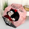 1 PC Automatic Folding Umbrella - Mafalda Pattern Portable Foldable Design With 8 Ribs Christmas Birthday Gifts