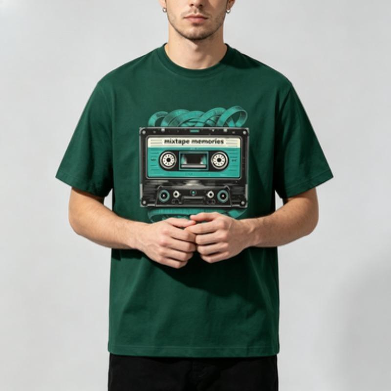 Unisex 100 Cotton Retro Music T Shirt Mixtape Memories Cassette Tape Graphic Print Short Sleeve Vintage Male Street Tees