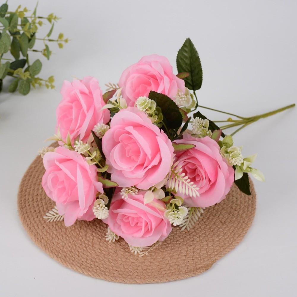 7 Heads Real Happy Flower 10 Colors Mini Natural Simulated Rose Photography Photo Gift Rose Flowers Decorative Home Decorative