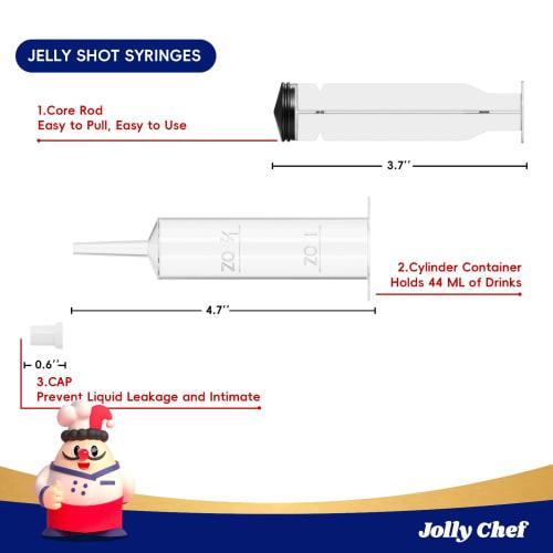 50-Pack 1.5 Oz Halloween Jelly Syringes, Medium Containers with Lids, Perfect for Plastic Shot Glasses or Jelly Cups, Great for Halloween, Thanksgivin