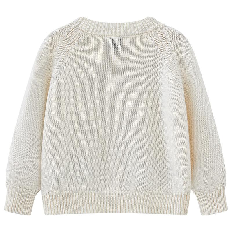 Jarní a podzimní pletený kardigan pro kojence a děti s kulatým výstřihem a houbovou výšivkou, univerzální dívčí bunda z čisté bavlny