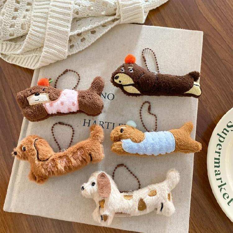 Soft Plush Dachshund Keychain Lovely Puppy Key Holder Pendant Fashion Accessory for Backpacks and Gifts Hanging Solution