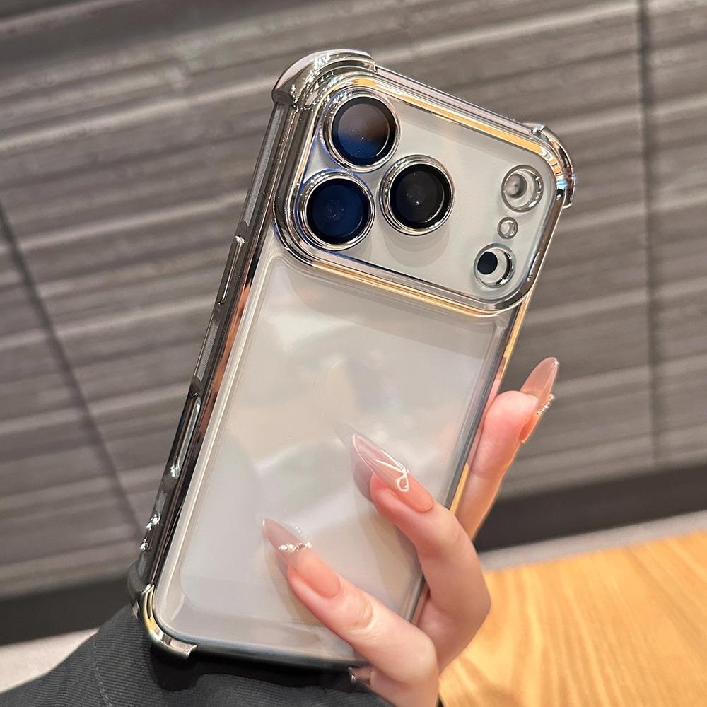 Buffer Impact Shockproof Plating Transparent Phone Case For iPhone 17 16 15 14 13 12 11 Pro Max Plus Air Clear Back Cover