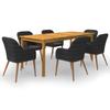VidaXL 7-piece Garden Dining Set Black, Dark Grey, Solid Acacia Wood with Oil Finish, 200 X 90 X 74 Cm