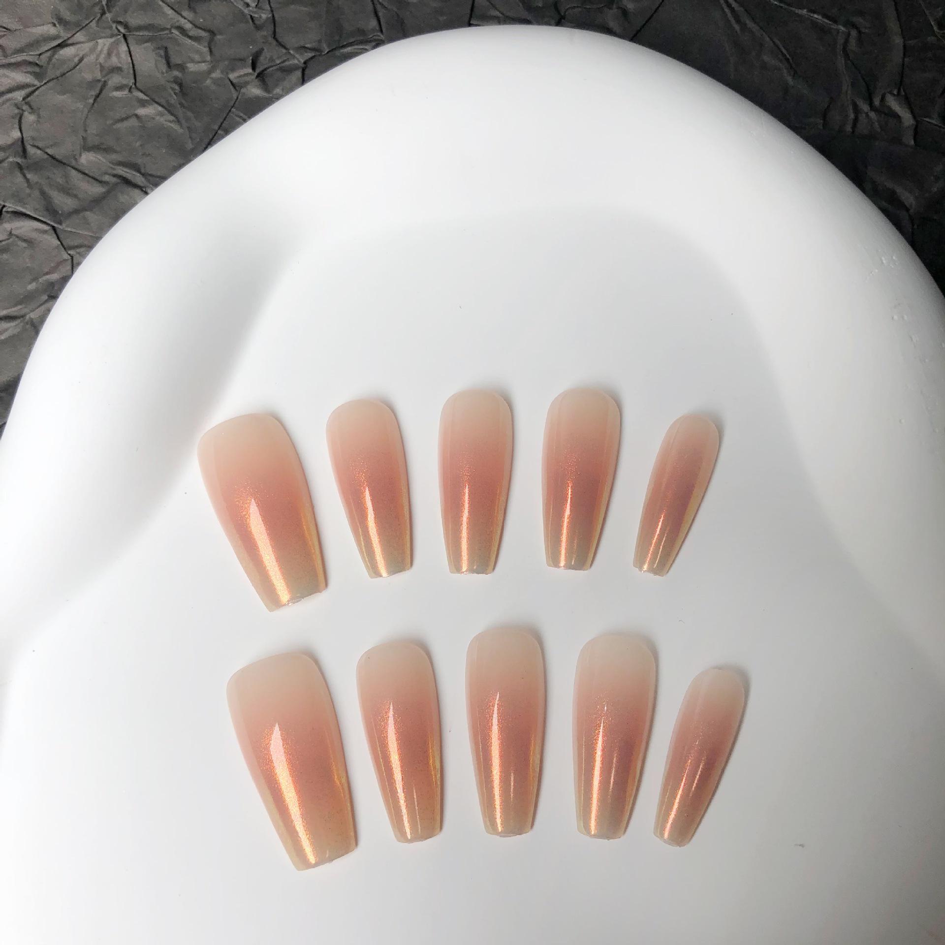 

Sunset Aurora Glitter Press-on Nails - Simple, Elegant Long Manicure Patches