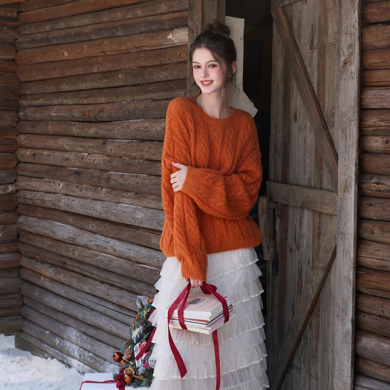 Women s Casual Cable Knit Pullover Sweater L 165/88A
