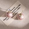 Diamond-Set Light Pink Imitation Pearl Steamed Bread Earrings, Autumn And Winter Light Luxury Celebrity Style Simple Temperament Earrings