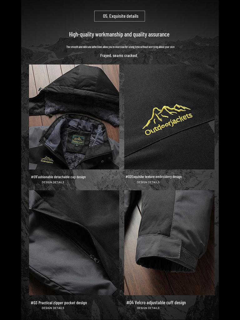 Men's Outdoor Winter Jackets: Thick, Velvet-Lined, Windproof, Waterproof, and Warm Mountaineering Jackets In Large Sizes.