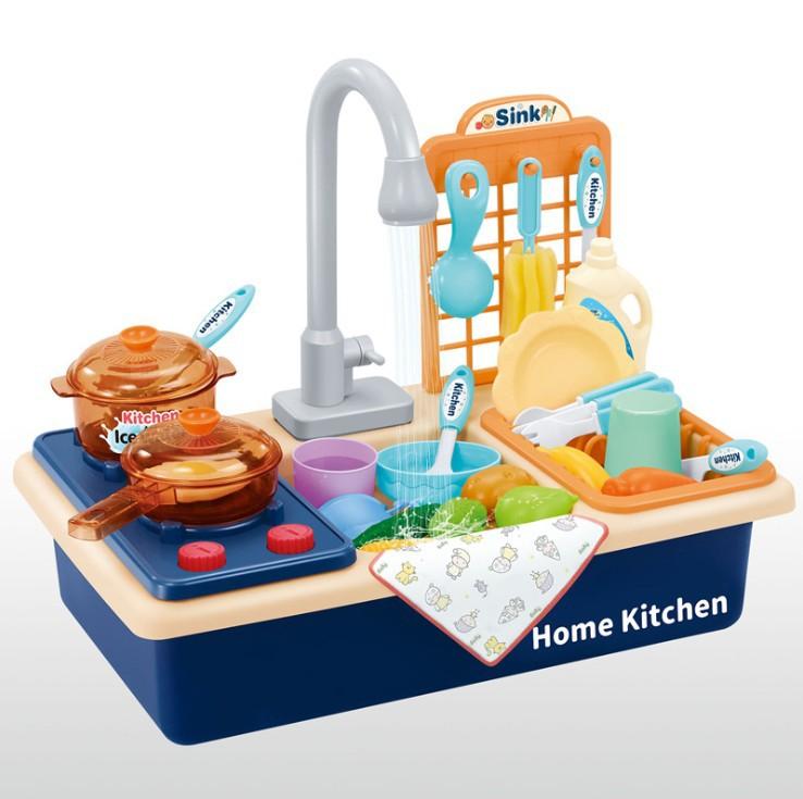 Children'S Electric Circulating Water Washing Basin, Kitchen Cooking Set, Playing House Washing Table Toys