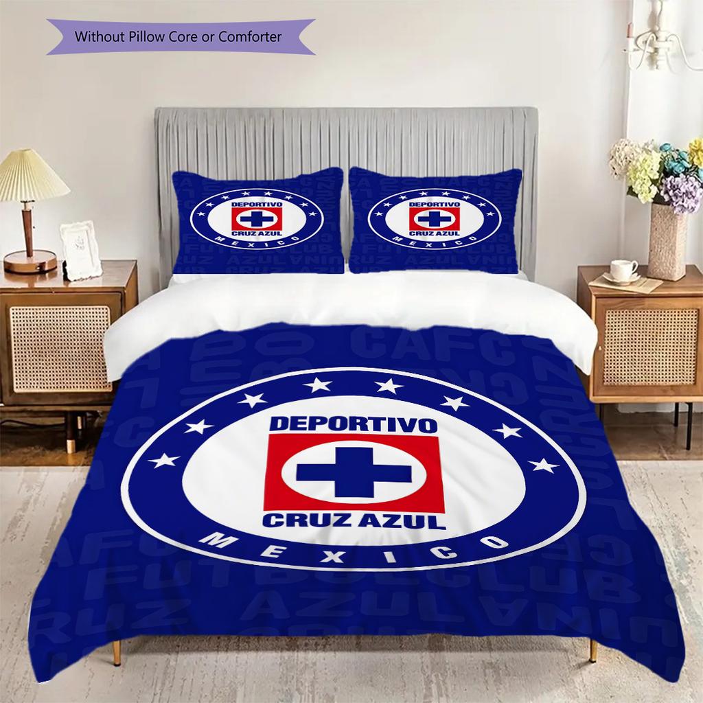 Cruz Azul Pattern Bedding Quilt Set Quilt Cover Pillowcase Home Decoration Birthday Gift (1 * duvet cover + 2 * pillowcase, without core)