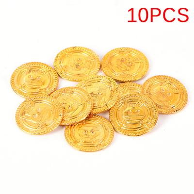 10PCS Plastic Pirate Gold Play Coins Birthday Party Favors Treasure Coin