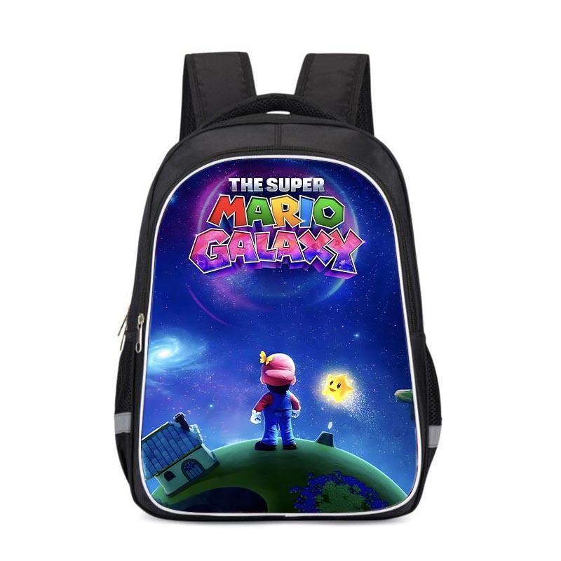 Mario Cartoon Kids School Backpack Boys Girls Lightweight Large Capacity Oxford Fabric Bag With Ergonomic Back Support