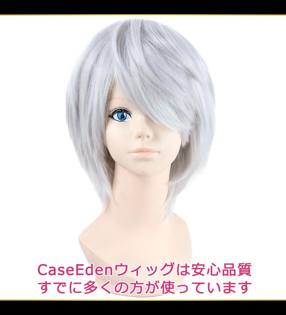 CaseEden Cosplay Wig, Premium Short Hair, 30cm, Heat-Resistant, Silver, WIG6041