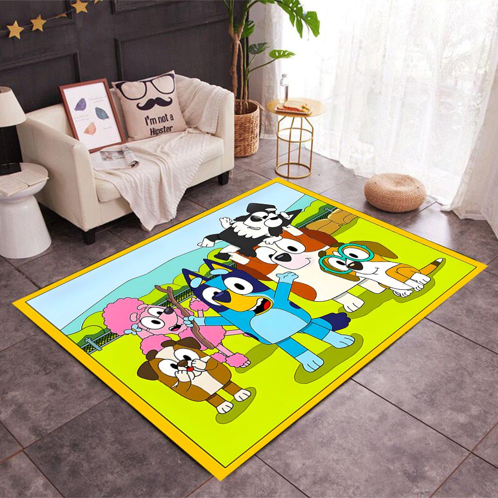 Tappeti Antiscivolo a Tema Amici Colorati di Bluey - Arredamento per la Casa in Poliestere, Adatti per Camere da Letto, Soggiorni, Ingressi, Studi e Decorazioni
