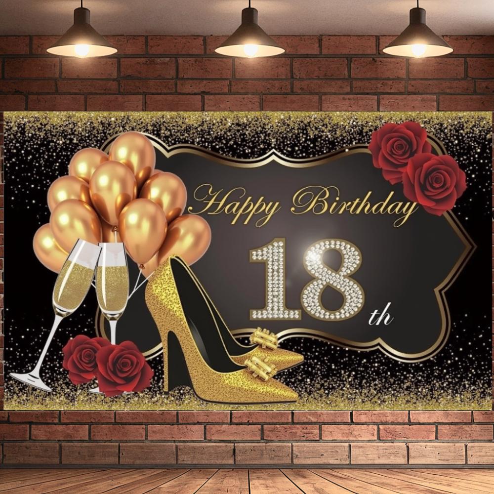 18. Geburtstag Dekorationen Jahre Alt Glitzer Ballons Party Hintergrund Geburtstag Kulisse Für Event Dekor Außen Innen