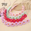 Cute Macaron Color Flower Crown Daisy/Sunflower Wreath Headband for Women Girls, Adjustable Floral Fabric Daisy Headpiece Beach Vacation Wedding