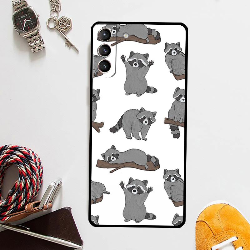 Cute Raccoon Case For Samsung Galaxy S25 Ultra S21 S22 S23 S24 Ultra S9 S10 S20 Plus S25 FE Cover Coque