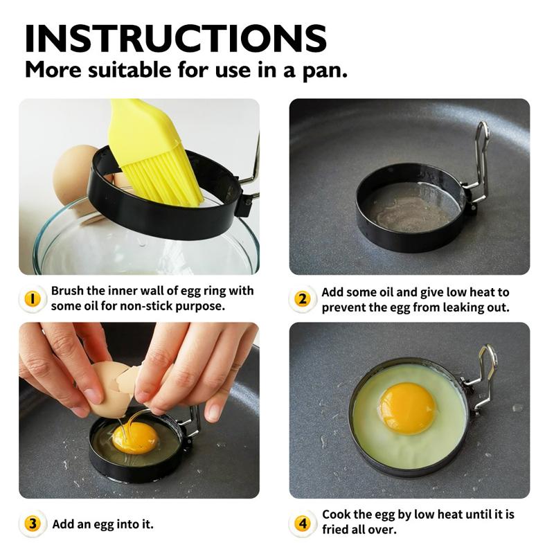 2/4Pcs Egg Rings Fried Egg Mold Metal Pancake Omelette Shaper Round Egg Cooker Mold Kitchen Gadgets Cooking Tools for Frying Egg