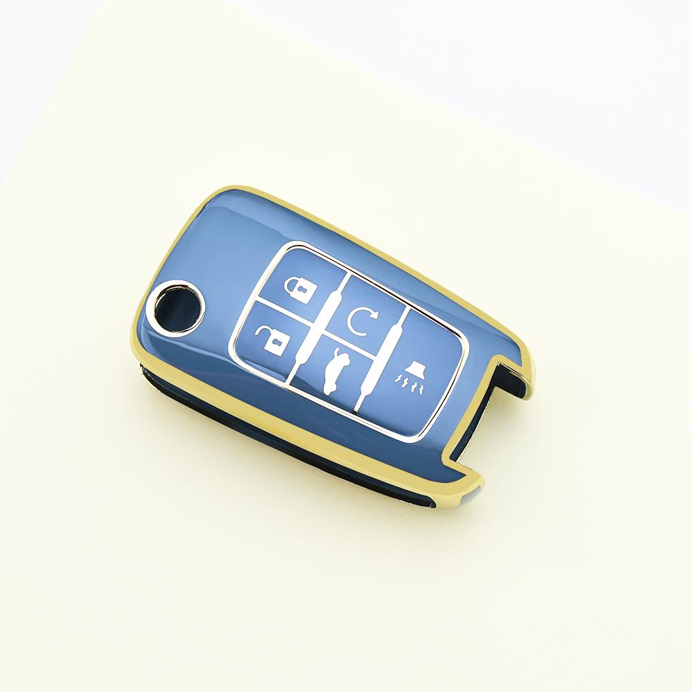 Gold Edge Tpu Car Key Case Cover Keyless Shell Fob Bag For Chevy Equinox Malibu Sonic Gmc Terrai Chevrolet Impala Camaro Cruze