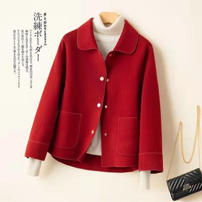 Fashionable Double-faced Woolen Coat Women's Jacket with Slim-cut Design for Spring