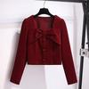 Red Corduroy Jacket Mini Skirt Women's Fashionable Two Piece Set Autumn Season Elegant and Stylish Clothing