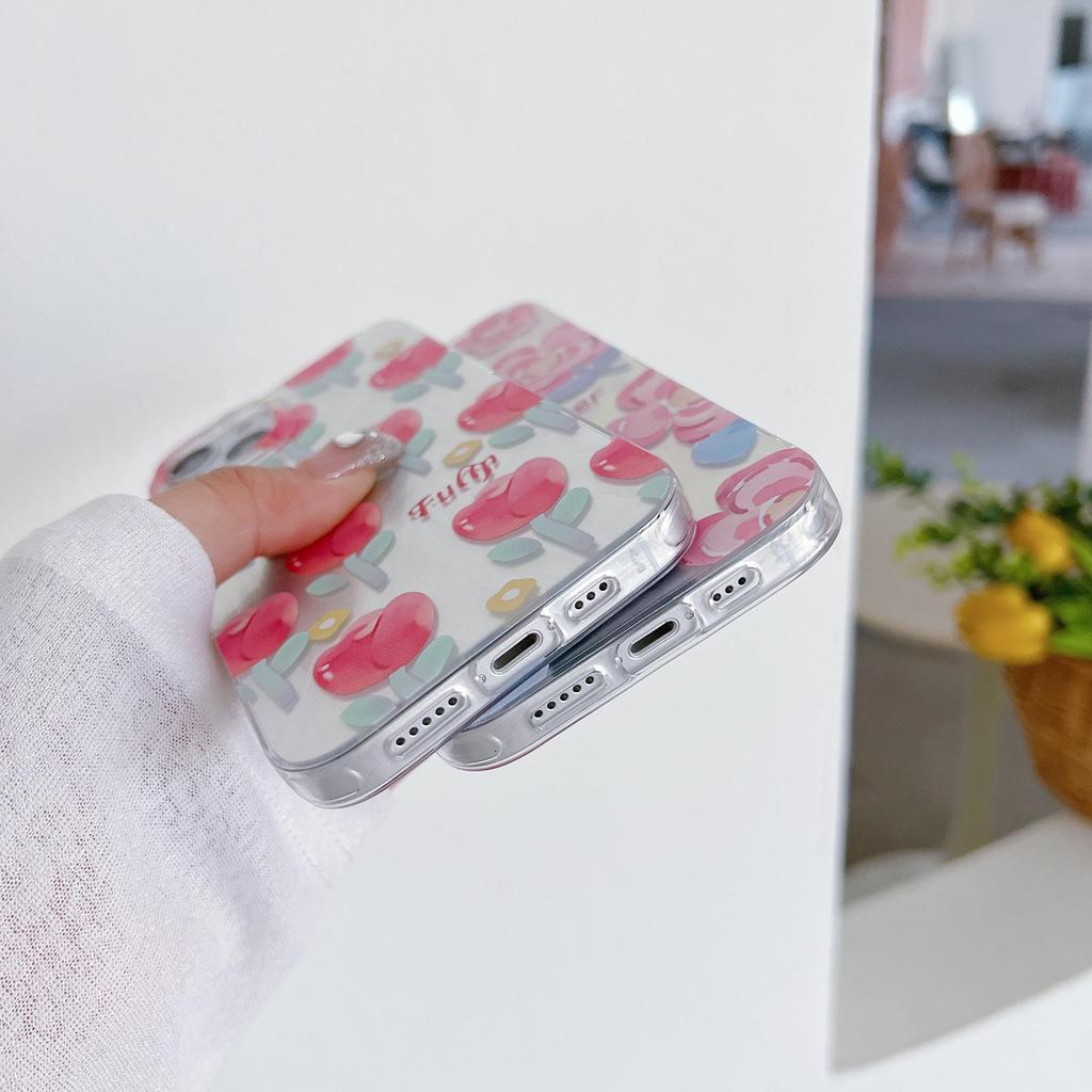 Silikonhülle mit Laser-Tulpe und Rosenblüten für Xiaomi Redmi Note 12 11 10 Samsung A54 A24 A14 Oppo A78 A58 A38 Tecno Spark 10 Funda Cover, weicher TPU-Stoßfänger