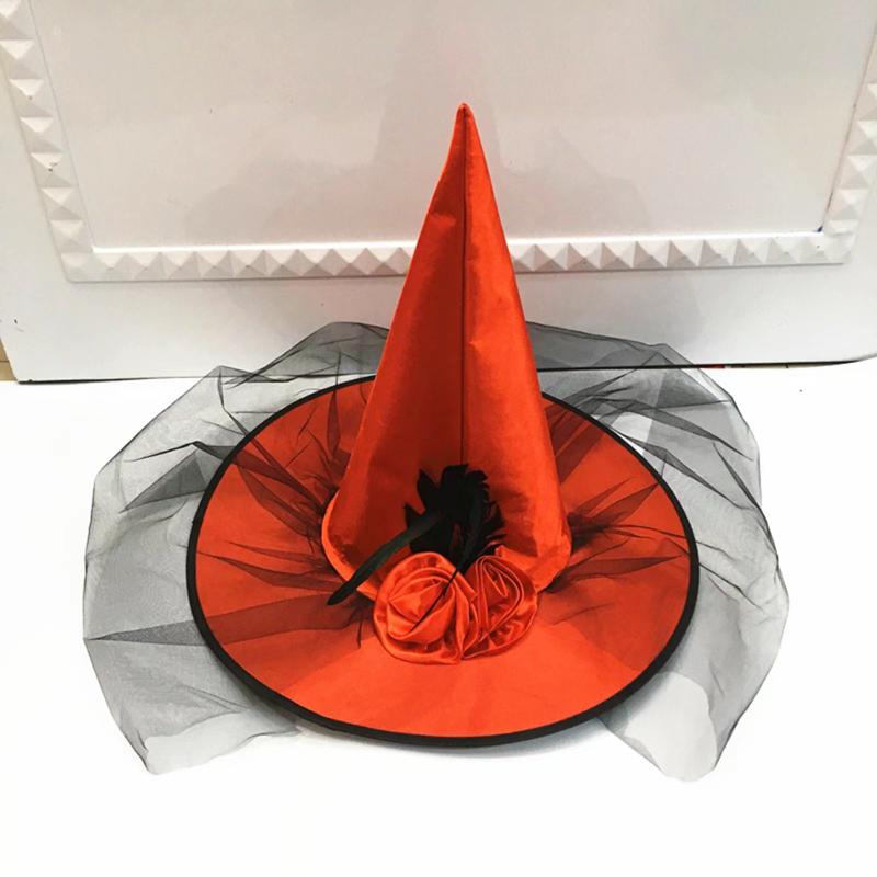 

1 Piece Mesh Simulation Flower Dress Up Accessories Halloween Baroque Witch Hat Gothic Queen Cosplay Witch Makeup Ball Party Hat