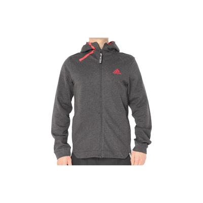 Unifarbene Strick-Sportjacke mit Kapuze und Logo-Print für Herren, Jacke Grau CG0868