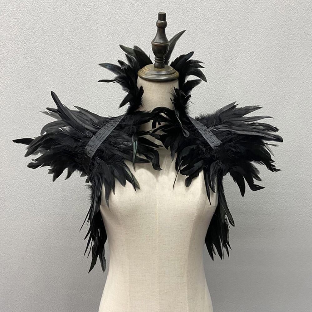 Natural Feather Feather Shawl Punk Fake Collar Luxury Feather Shoulder Cape  Stage Performance