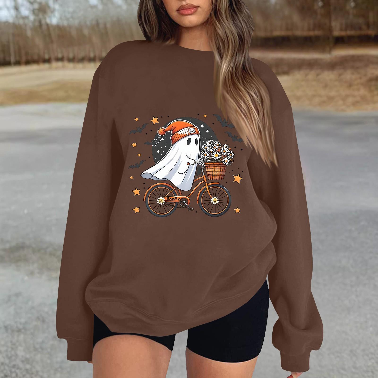 

Женские зимние топы, женская толстовка с длинным рукавом, повседневная, с круглым вырезом, свободный крой, флисовые топы Pollover L коричневый