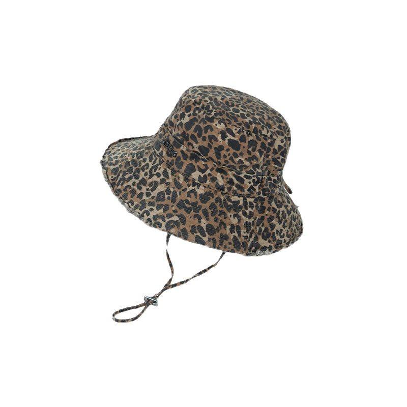 New Fisherman Hat Foldable Women's Letters Leopard Print Rogue Rope Sun Hat Big Brim Summer Outdoor Hiking Hat