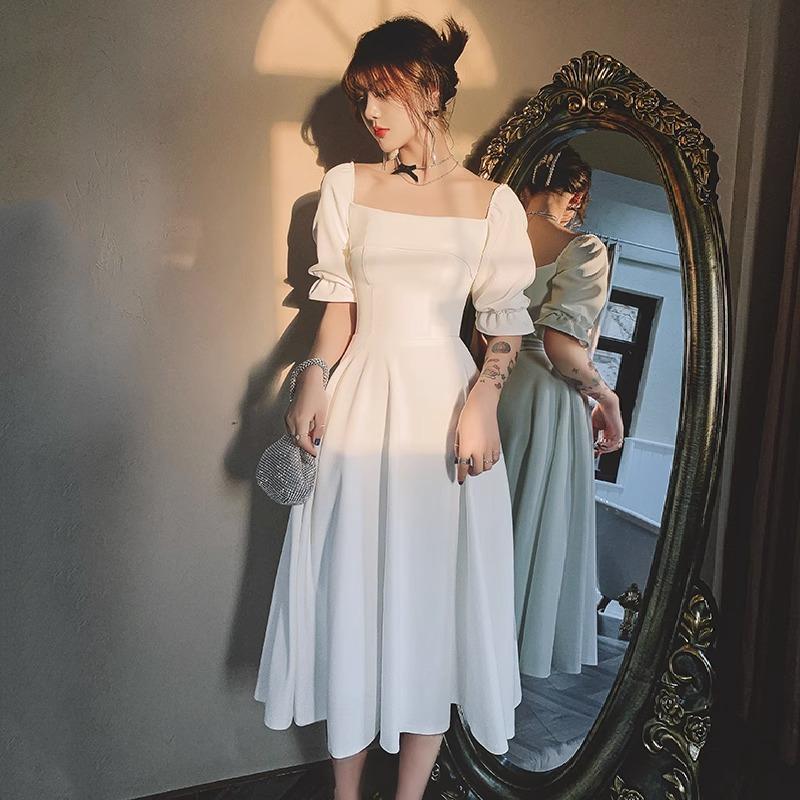 Small evening dress women's 1011 new banquet temperament can usually wear a white dress dress French style