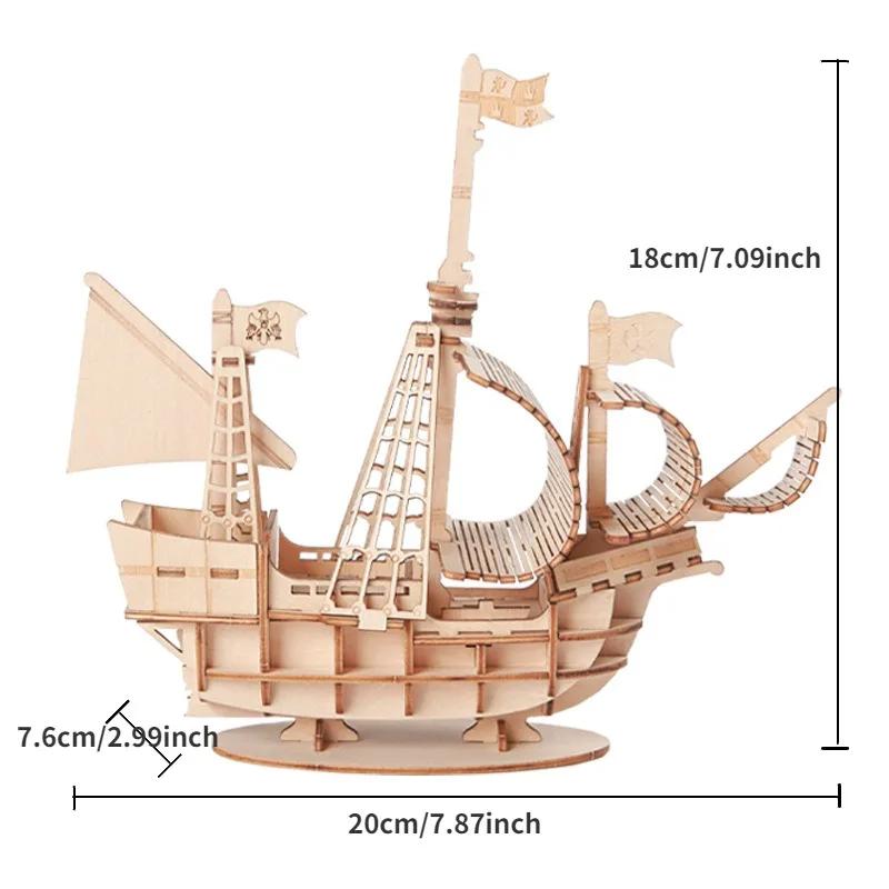 3D DIY wooden puzzle for Assembly Puzzle Laser Cutting Sailing Ship Biplane Steam Locomotive Train Toy DIY Kit for adults Child