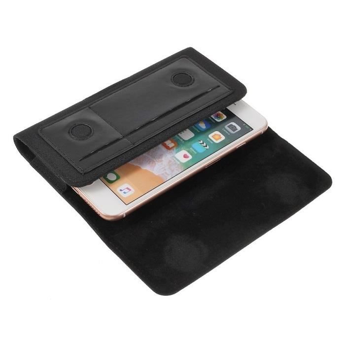Étui Horizontal Housse Clip Métal Ceinture Pince En Textile Et Cuir Pour GRETEL A6 > Noir