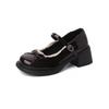 French round head bow thick heel Mary Jane shoes summer 22 new jk British style small leather shoes