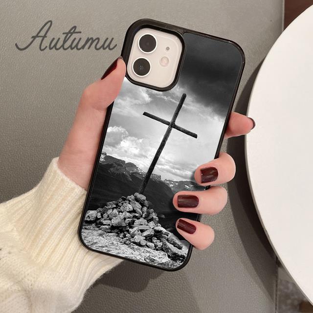 Cross On Bible Christian Catholic Phone Case for iPhone 11 12 13 14 Pro Max Mini XR XS SE 2020 6S 7 8 Plus Galaxy S21 S22 Cover