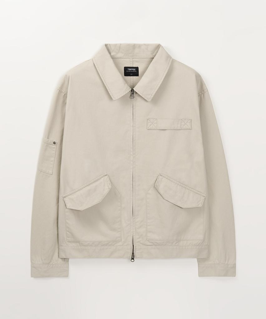 Toffee Vintage Cotton Work Jacket (Sand Grey)