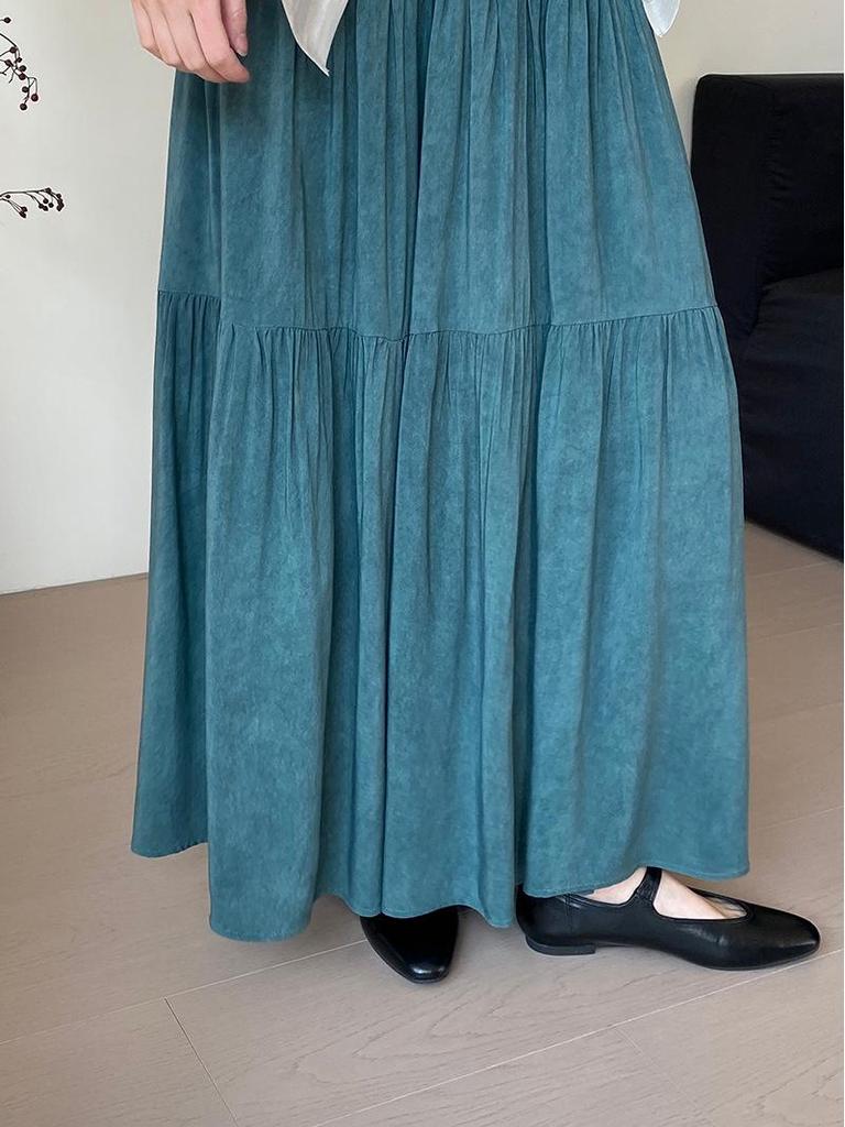 Non-returnable: Korean Style Pleated Long Skirt - Versatile Women's Niche Design
