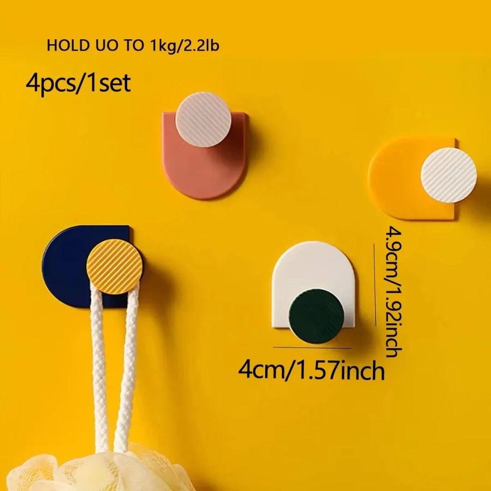 4pcs Home Use Easy Install Adhesive Wall Hooks Wall Mounted Removable Towel Hooks Space-Saving Hanging Hooks Bathroom