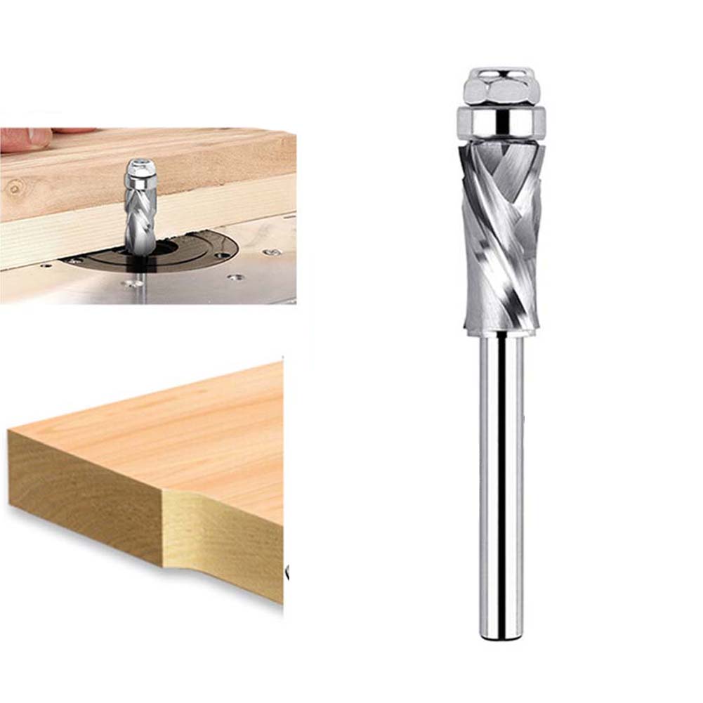 Fresa elicoidale a compressione con cuscinetto inferiore per rifilatura a filo per lavorazione del legno con design di taglio su/giù e rivestimento anti-contraccolpo