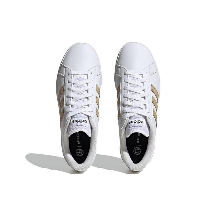 adidas Neo GRAND COURT Fashion Slip Resistant Low Top Skateboard Shoes Men's White Brown HR0231