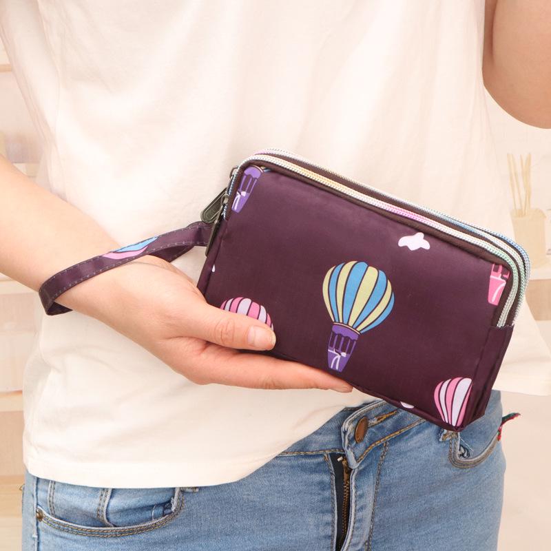 Mode Tryck Multifunktionell Clutch: Trelagers telefonväska, lång plånbok, myntfack, handväska - Rymmer stora telefoner