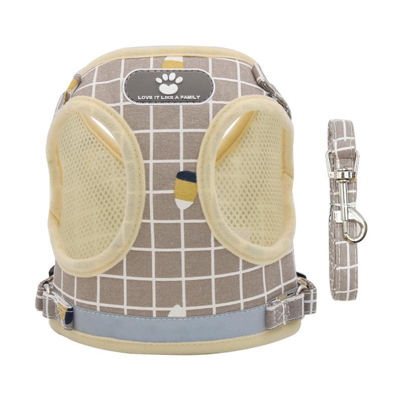 Reflective Plaid Vest Dog Harness & Leash Set for Cats and Dogs