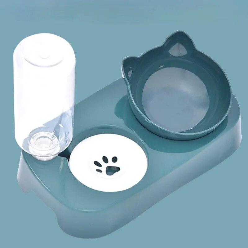 Pet Dog Bowl Automatic Feeder Cat Food Bowl with Water Fountain Bowl Drinking Raised Stand Dish Bowls Cat Food and Water Dush