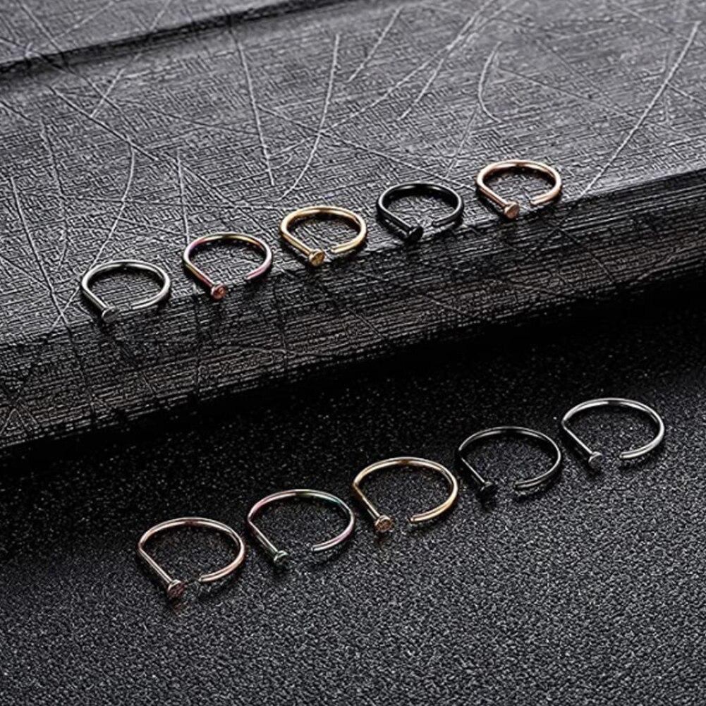 0.8/1cm Alloy Nose Rings D Shape Nose Hoop Stud Ear Cartilage Piercing Nose Nostril Piercing Nariz Body Jewelry Piercings